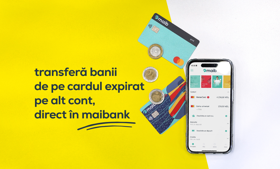 Transferă banii de pe un card expirat pe un card sau cont activ prin ...